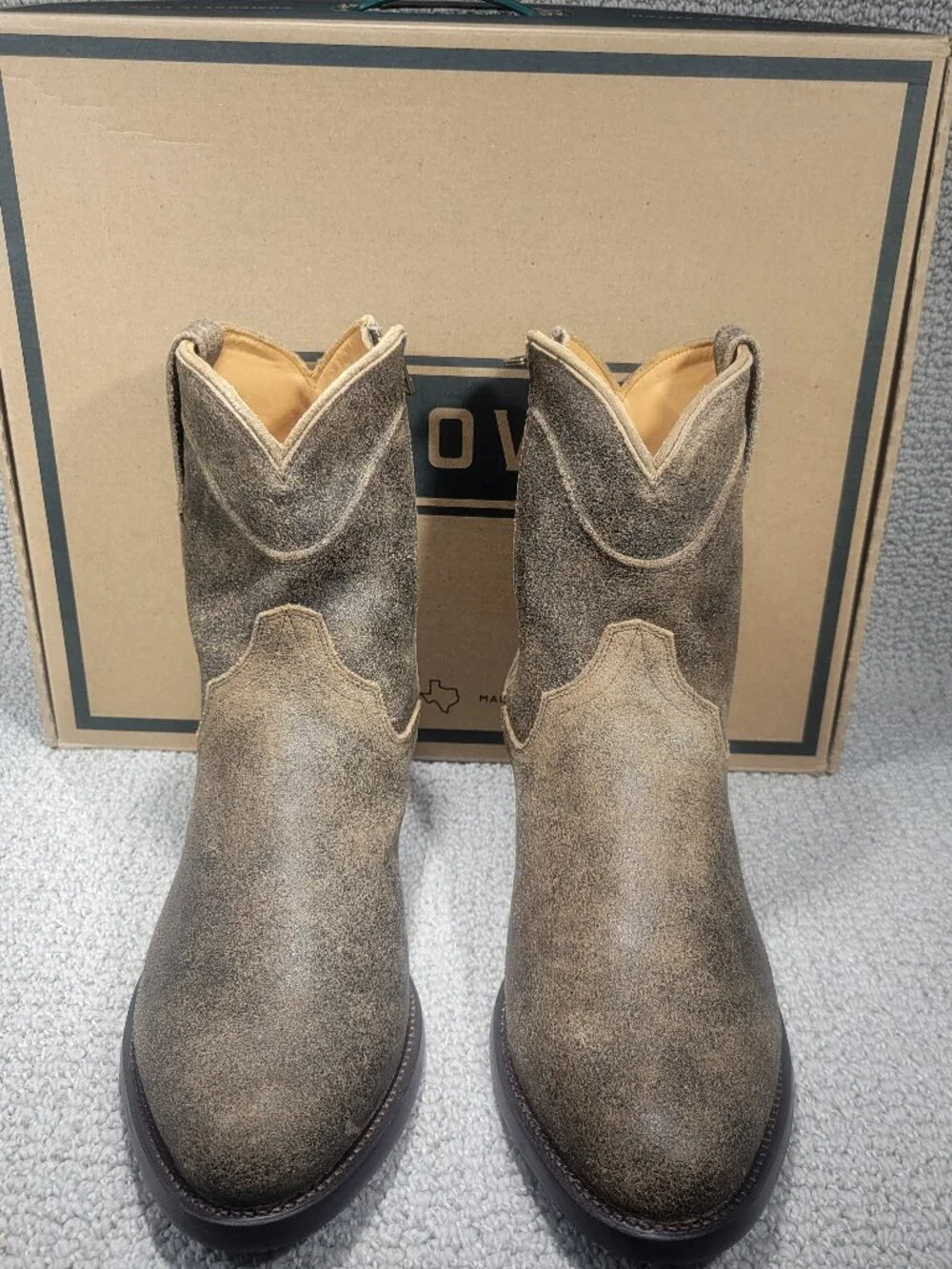 Tecovas The Dean Men's US Size 9 EE Granite Suede Western Zip Boots